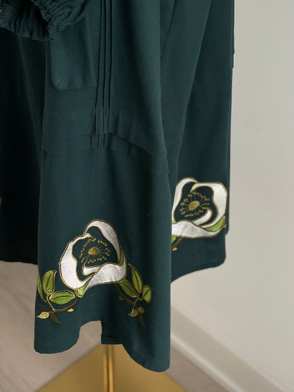 The Dark Green Vyshyvanka Dress with Green Embroidery