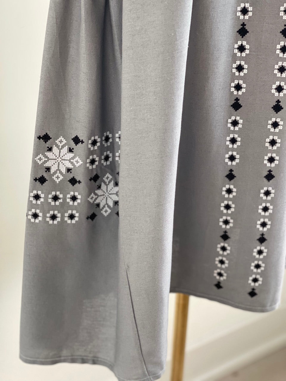 The Grey Dress with Black&White Embroidery