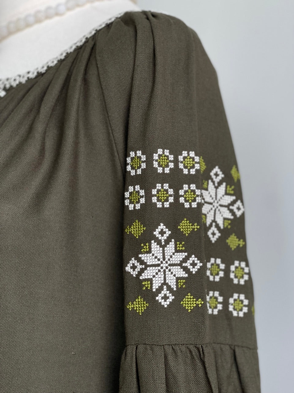 The Green Dress with Green&White Embroidery