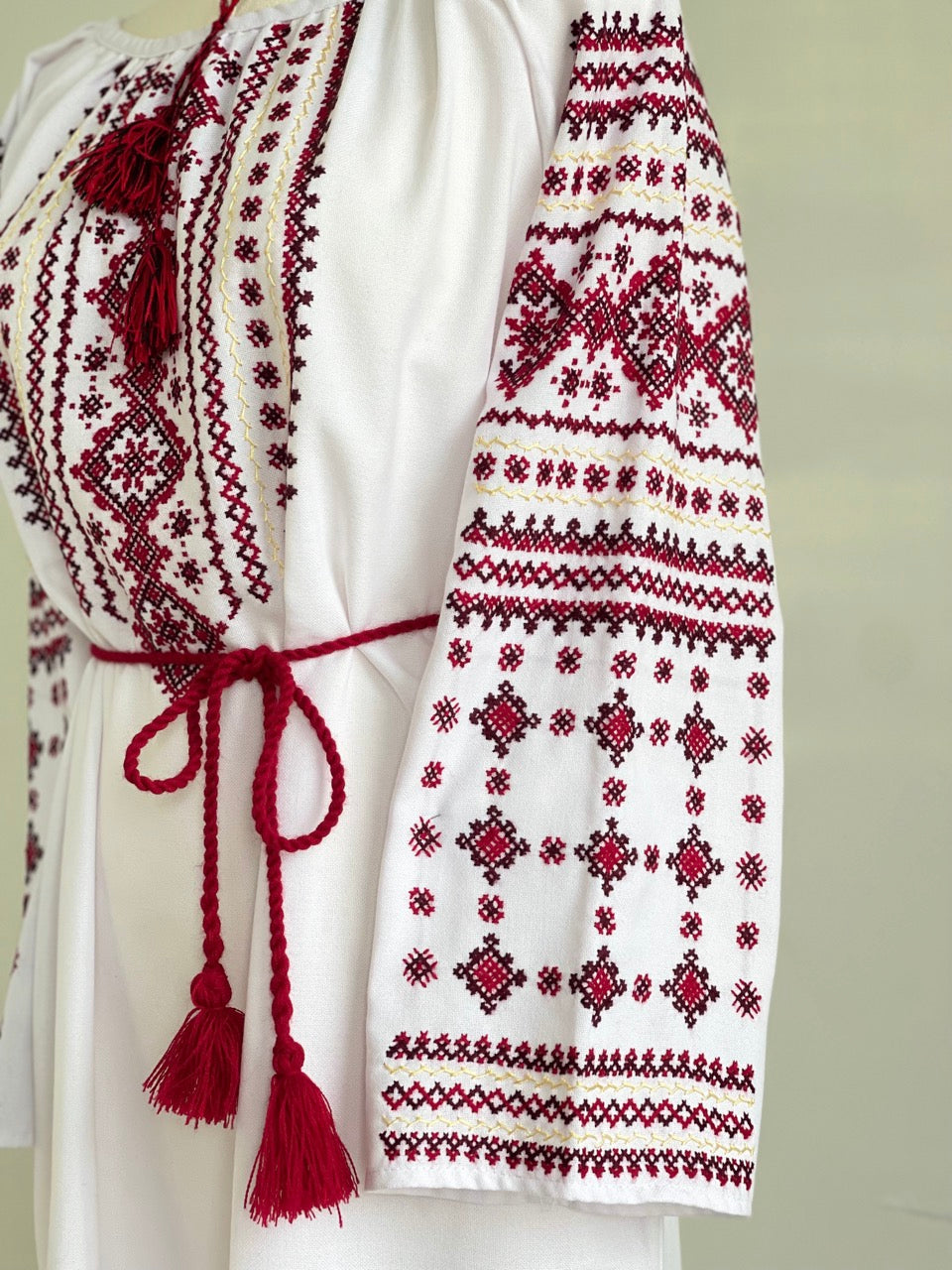 The White Dress with Black&Red Hand Embroidery