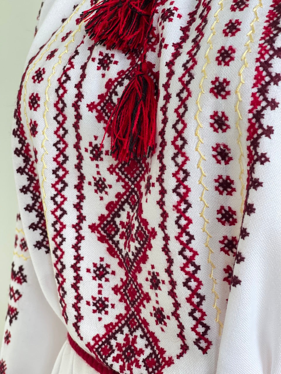 The White Dress with Black&Red Hand Embroidery