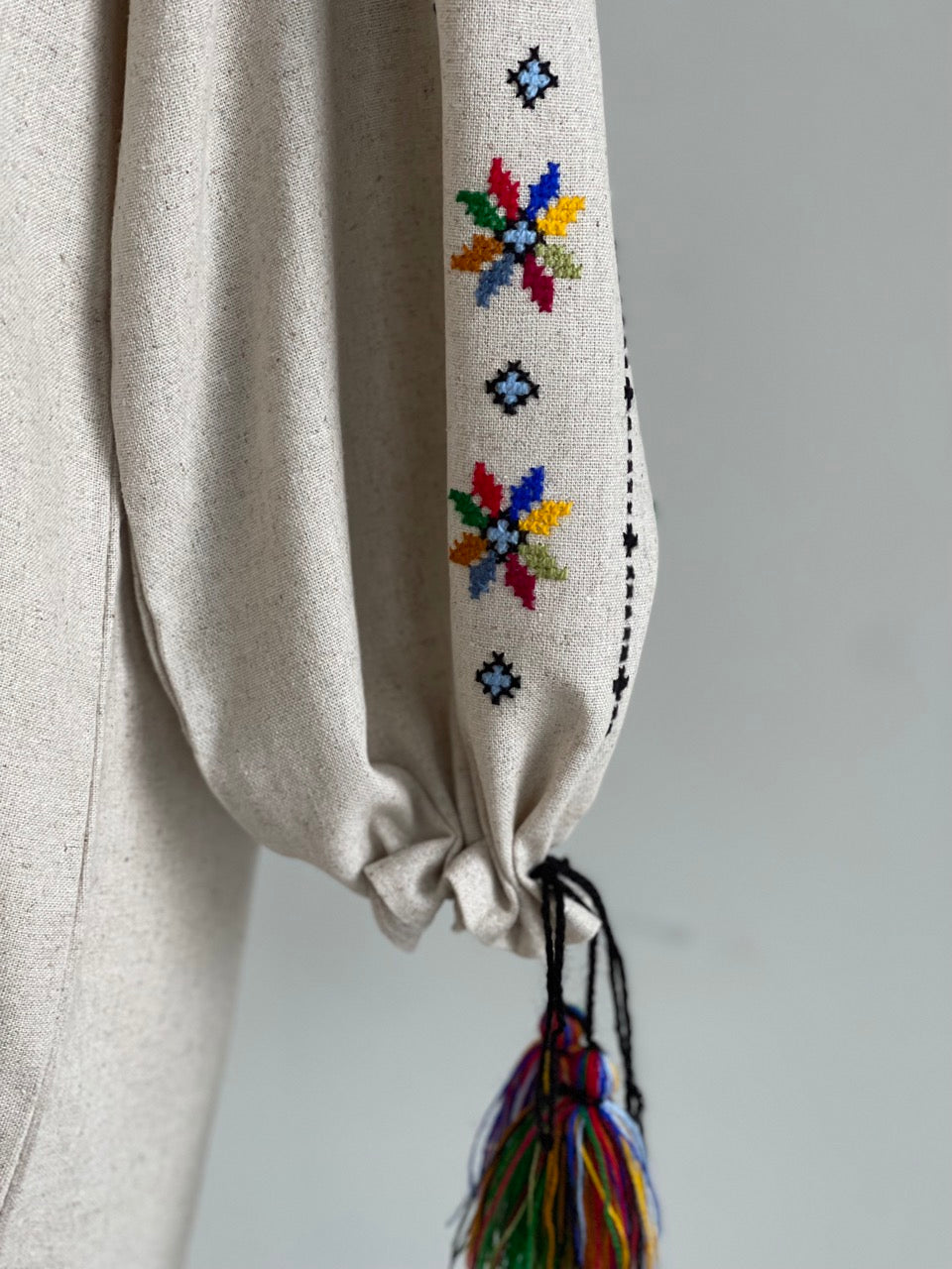 The Linen Midi Dress with Colourful Hand Embroidery