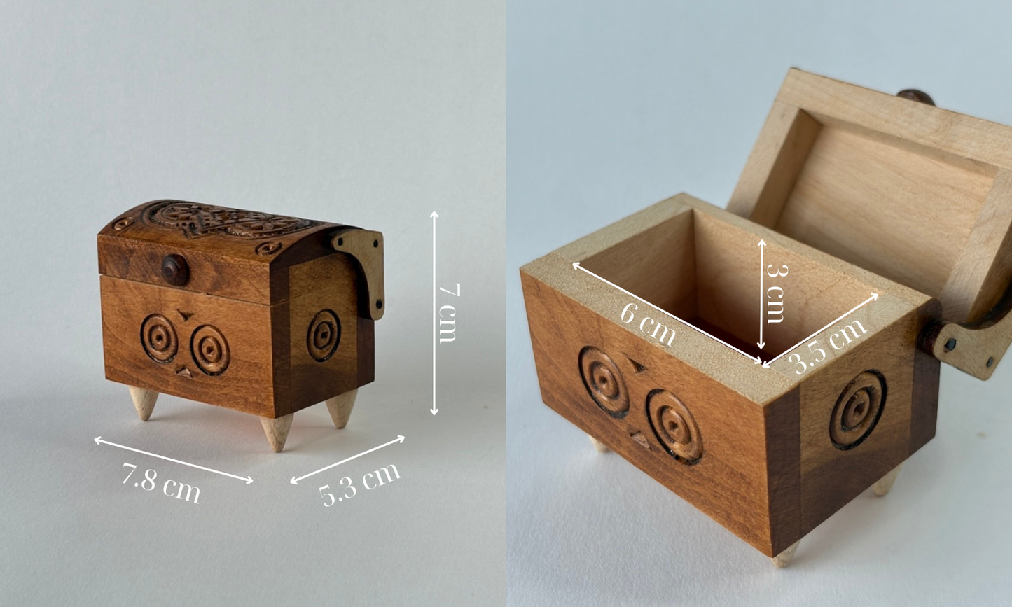 Handmade Small Rectangular Wooden Box with Carving