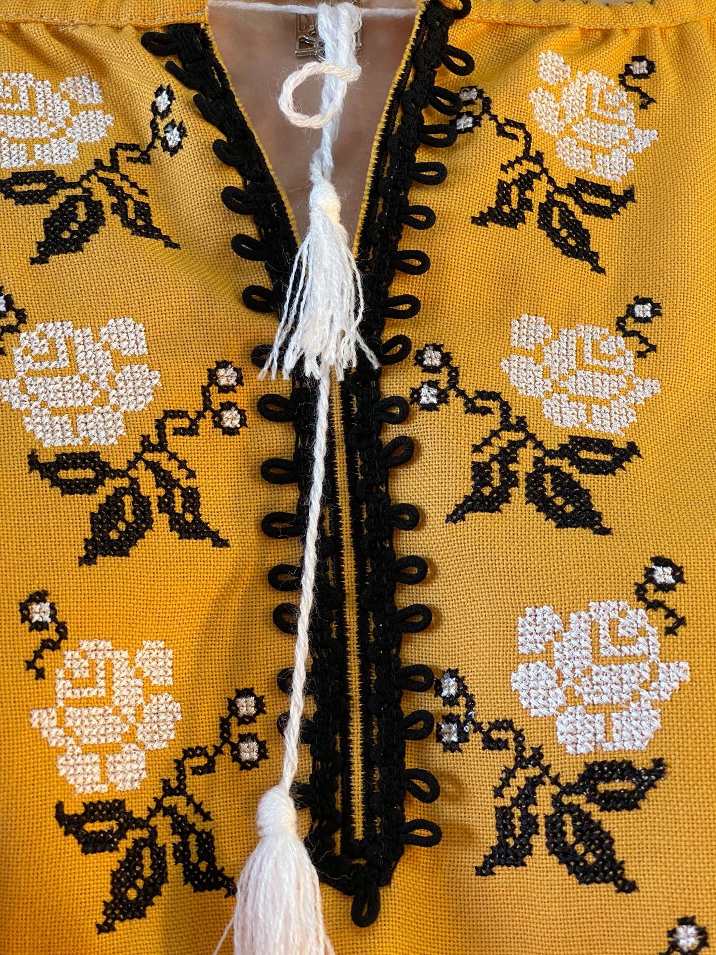 The Ochre Women's Blouse with White and Black Embroidery